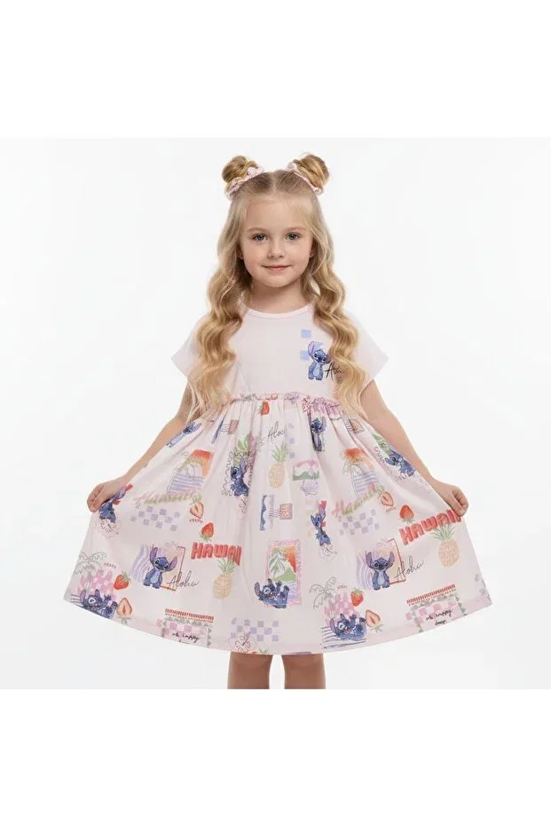 Детское платье для девочек хлопковое Stitch girl's dress Seabubbles, Pink — фото 2