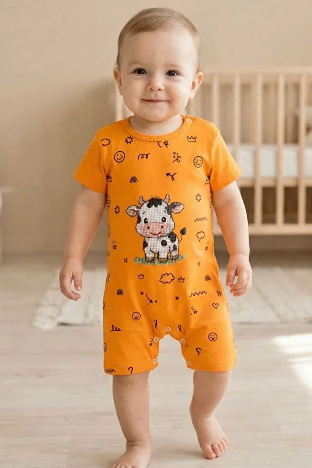 Детский комбинезон с принтом Cow Printed Lucevera, Orange