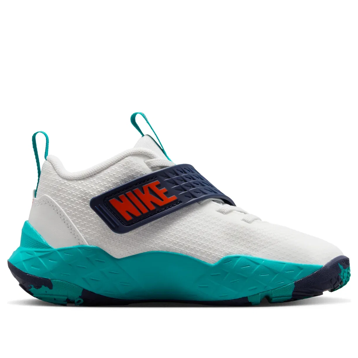 Детские кроссовки Team Hustle D 12 'Summit White Energy Midnight Navy' Nike, Summit White/Energy/Midnight Navy/Safety Orange — фото 2