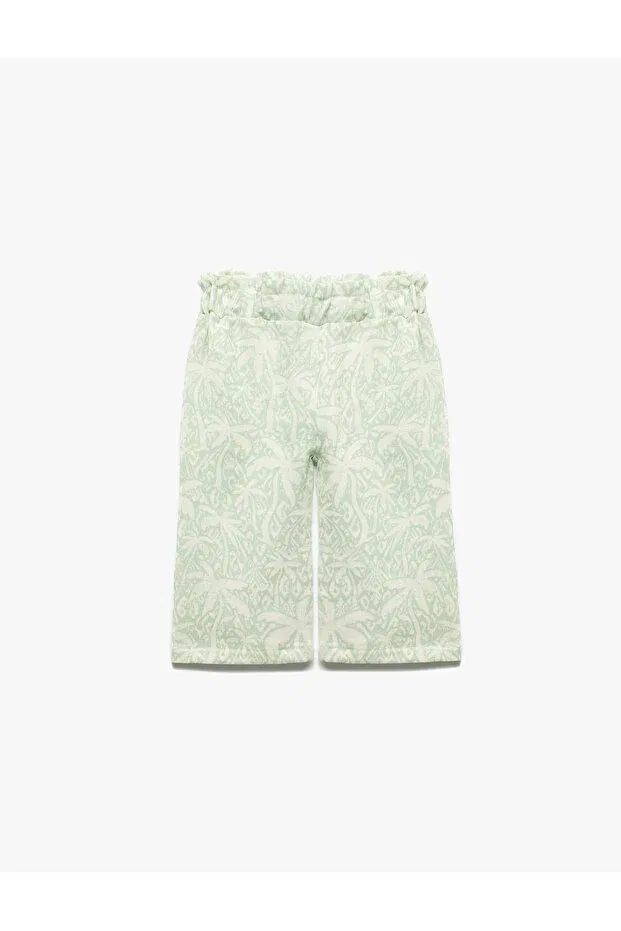 Детские брюки для девочек широкие с принтом Koton, Green Patterned
