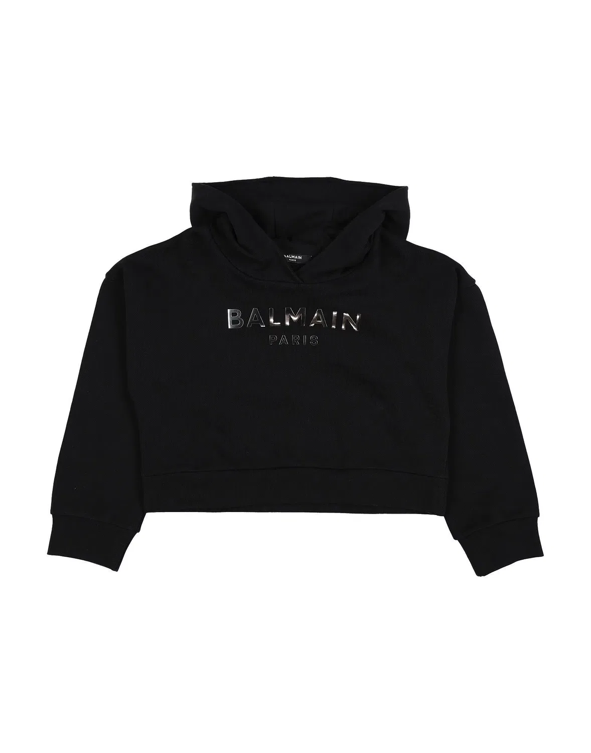 Свитшот из французского терри с принтом Balmain, черный