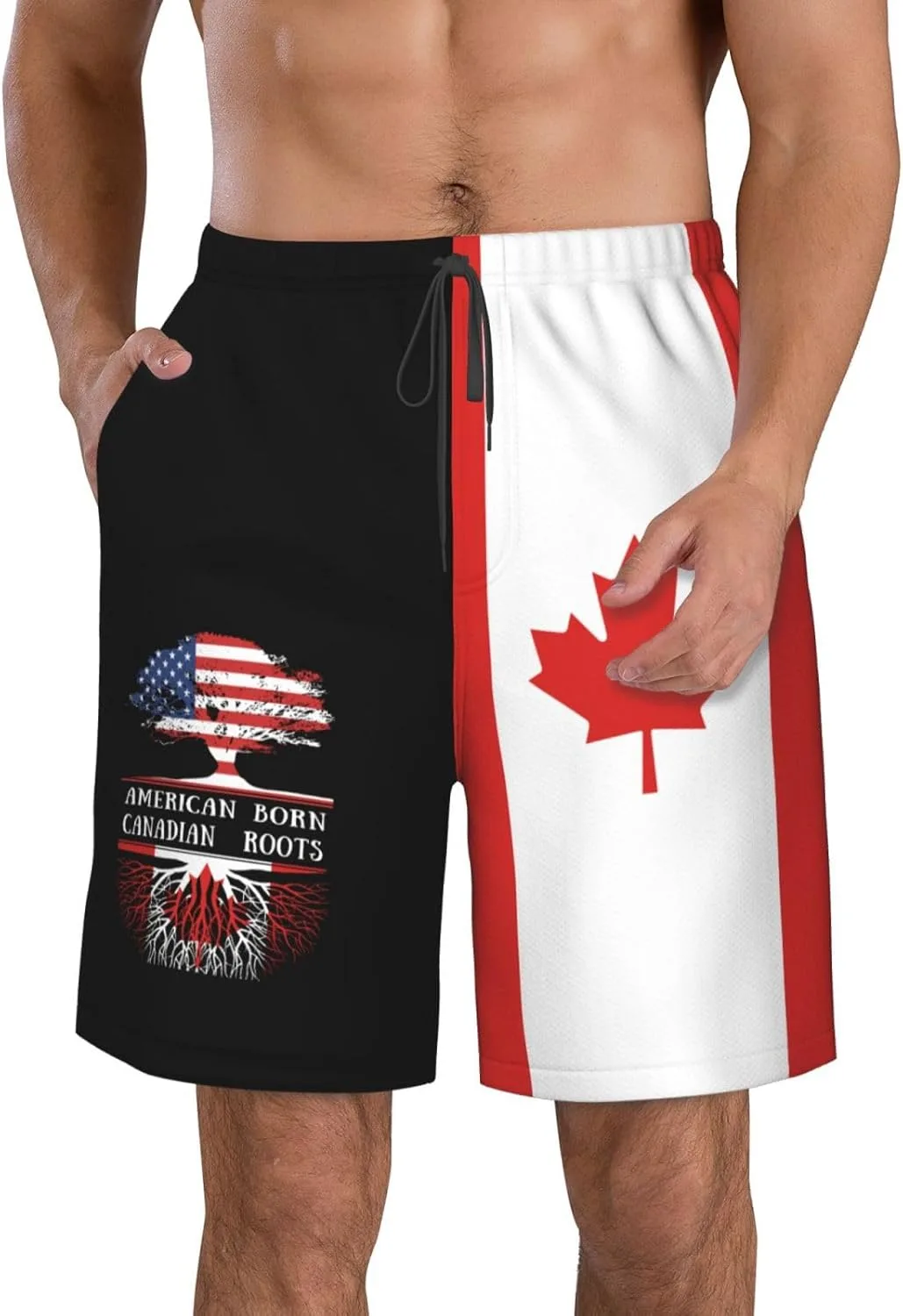 Мужские плавки Born Canadian Roots с флагом Канады и сетчатой ​​подкладкой Generic, белый — фото 2
