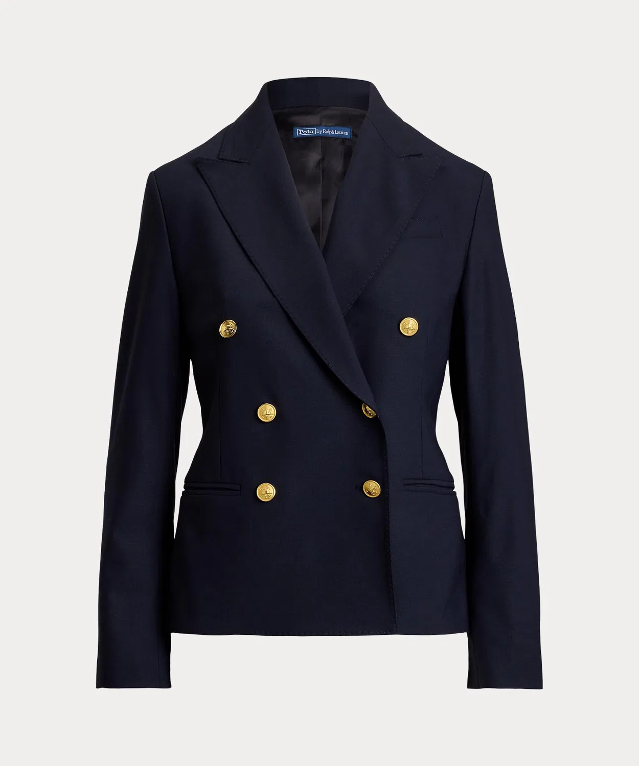 Женский двубортный блейзер из стрейч-шерсти с принтом POLO RALPH LAUREN, Navy — фото 2