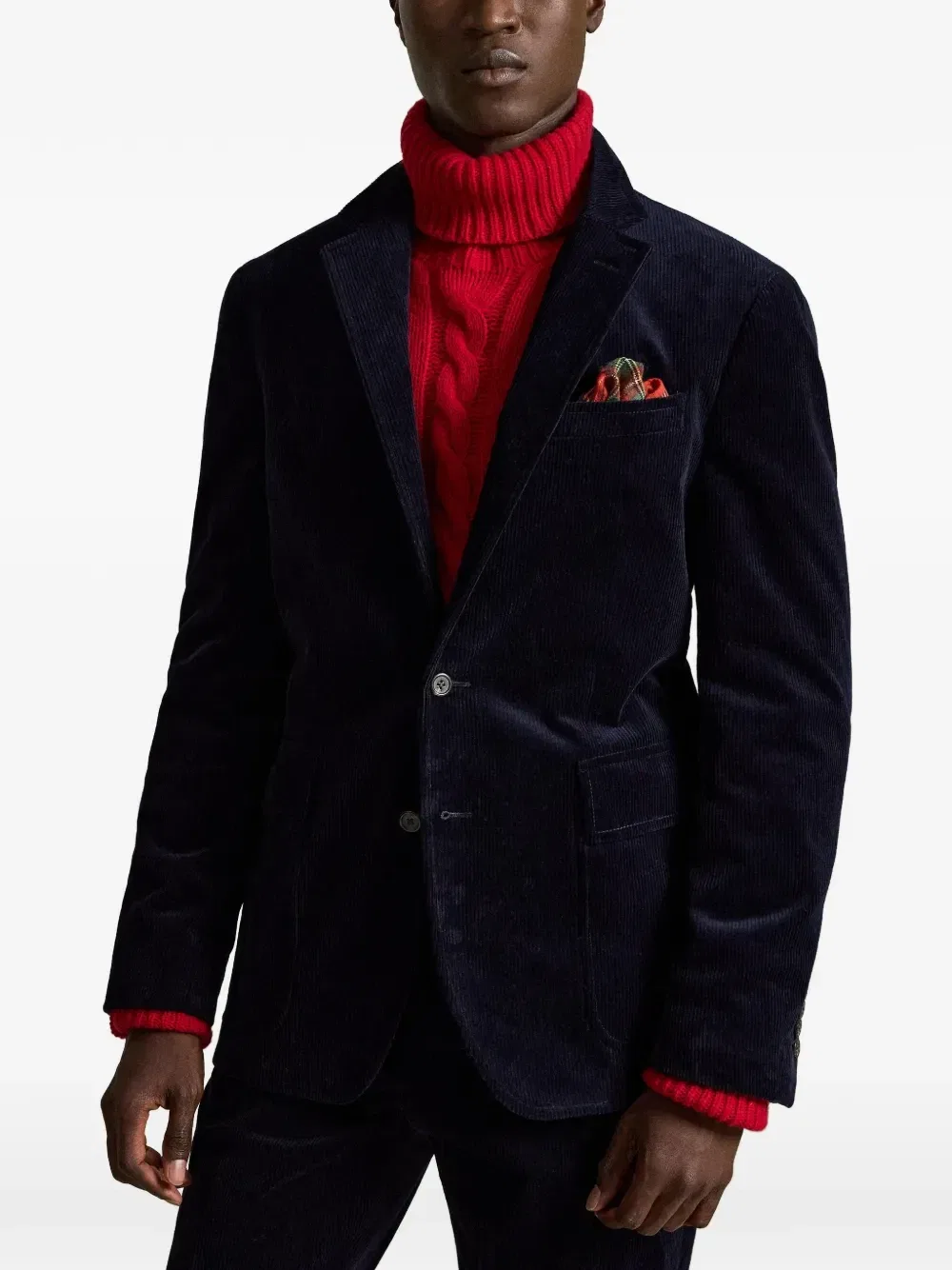Однобортный вельветовый пиджак Polo Ralph Lauren, синий — фото 3