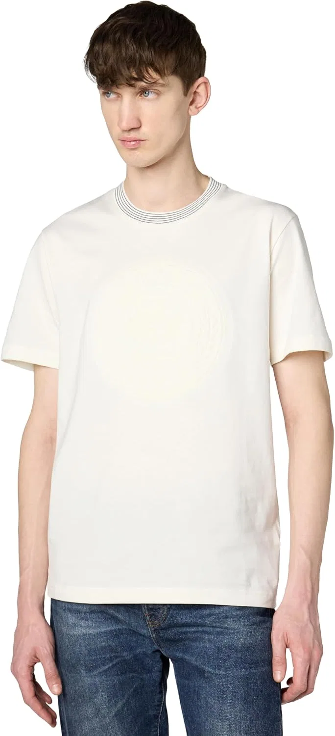 Мужская хлопковая футболка с вышитым крокодилом Lacoste, Off/White