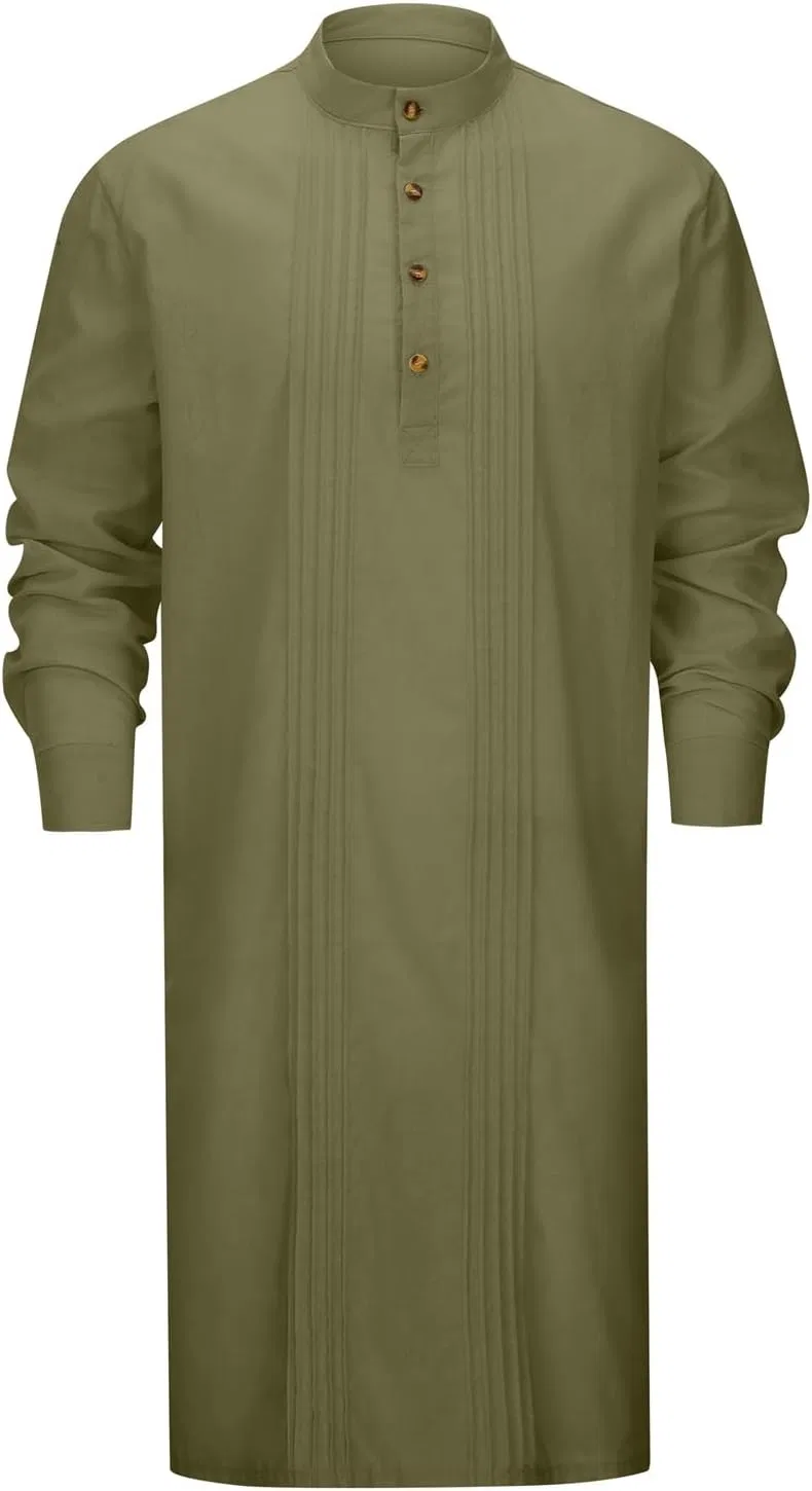 Мужская рубашка-кафтан с длинным рукавом, модель Kaftan Robe, зелёный — фото 2