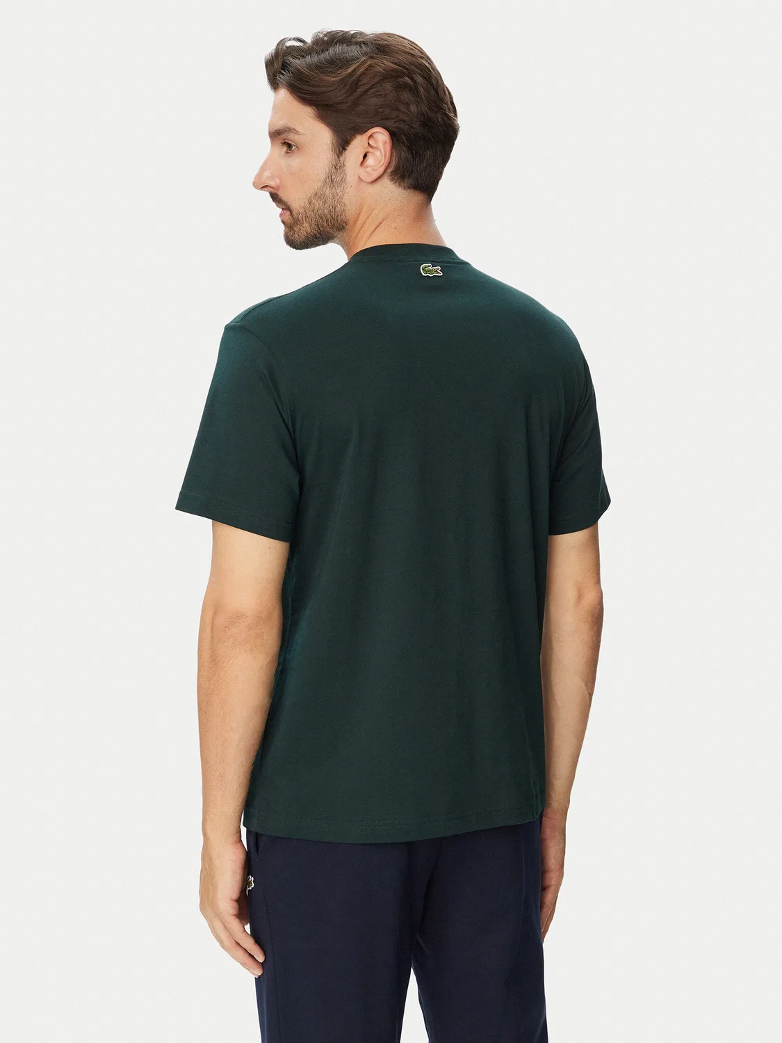 Мужская футболка классического кроя Lacoste, темно-зеленый — фото 3