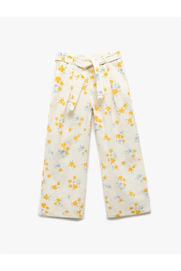 Детские брюки для девочек с принтом Koton, Yellow Patterned — фото 4