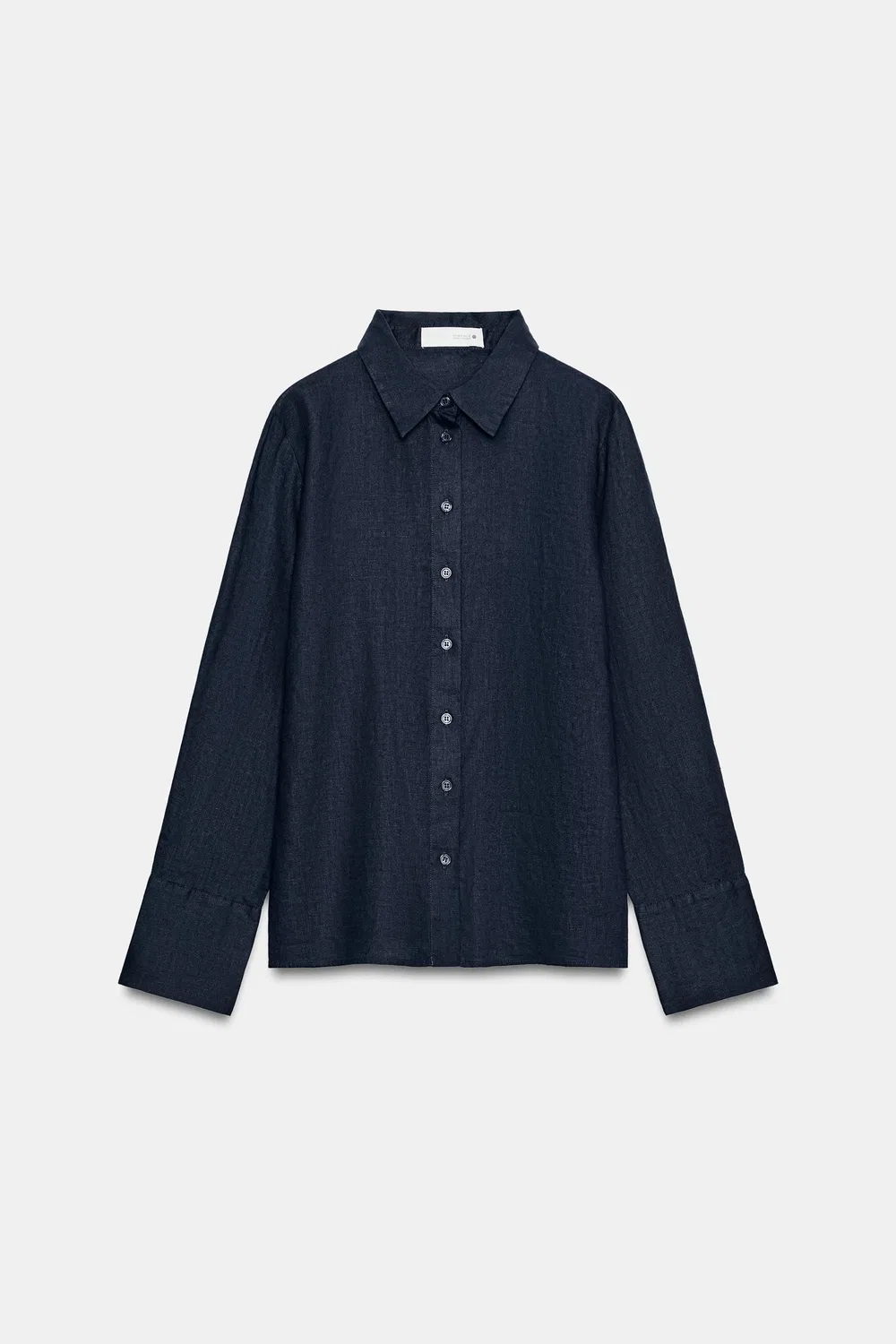 Рубашка из 100% льна из коллекции ZW. ZARA, Navy blue — фото 4