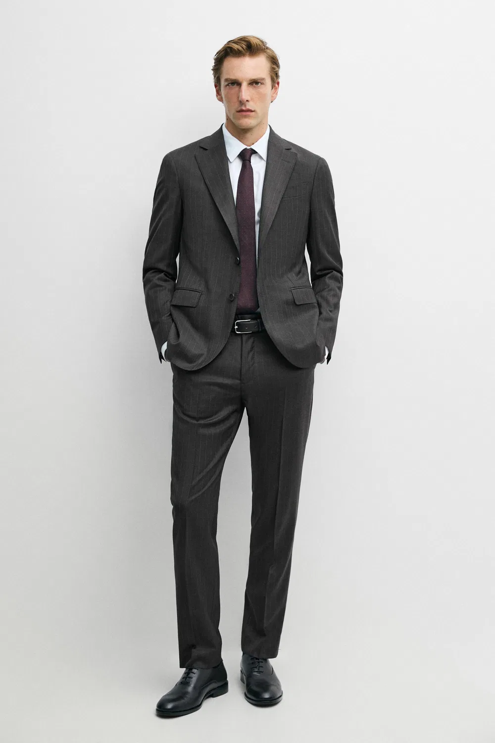 Брюки Massimo Dutti 100% Wool Striped Suit , угольно-серый — фото 2