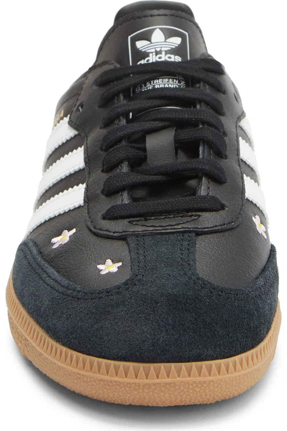 Детские кроссовки кожаные Samba adidas, Core Black/White/Gum — фото 4