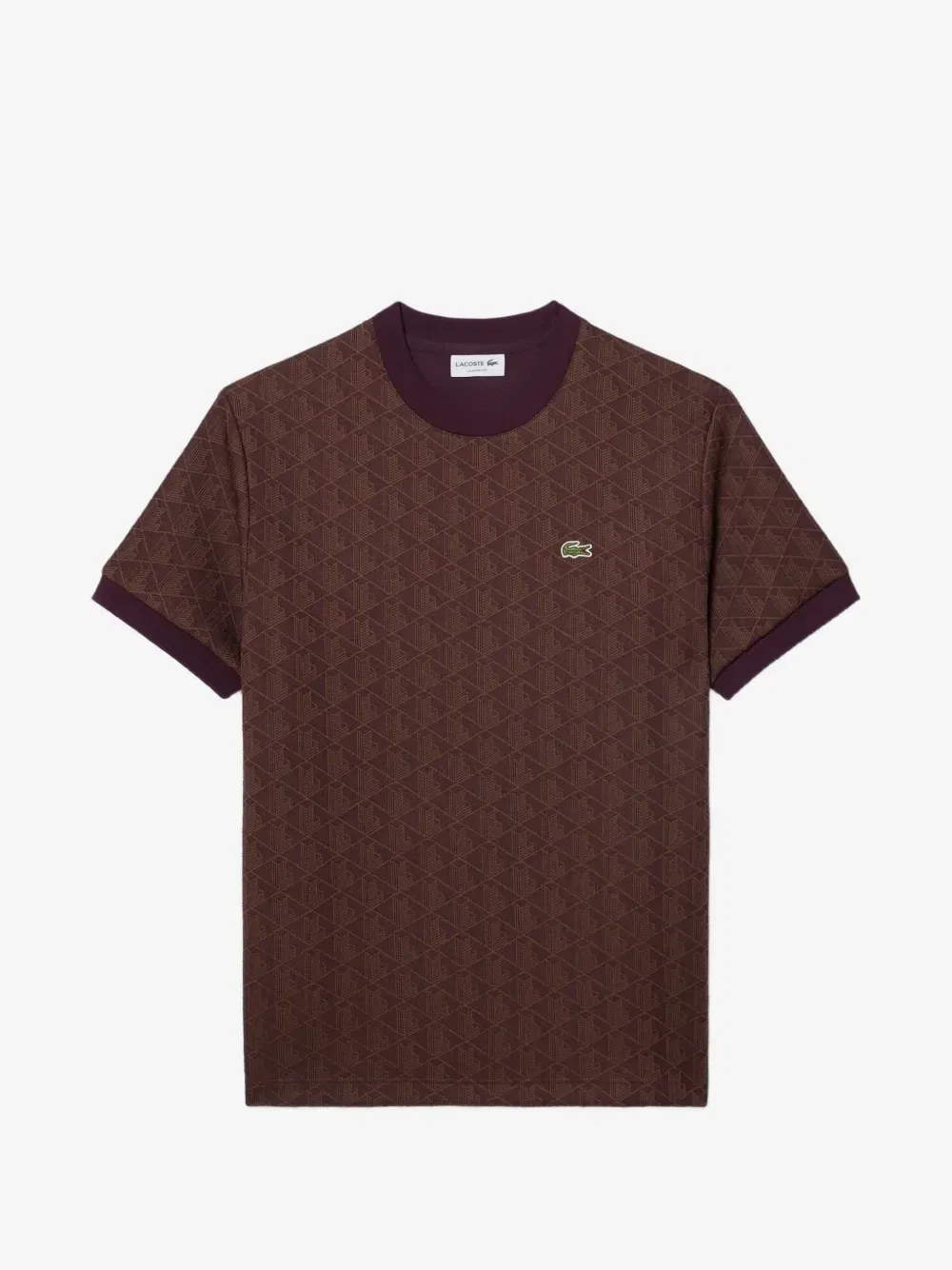 Футболка с жаккардовым монограммным узором Lacoste, коричневый