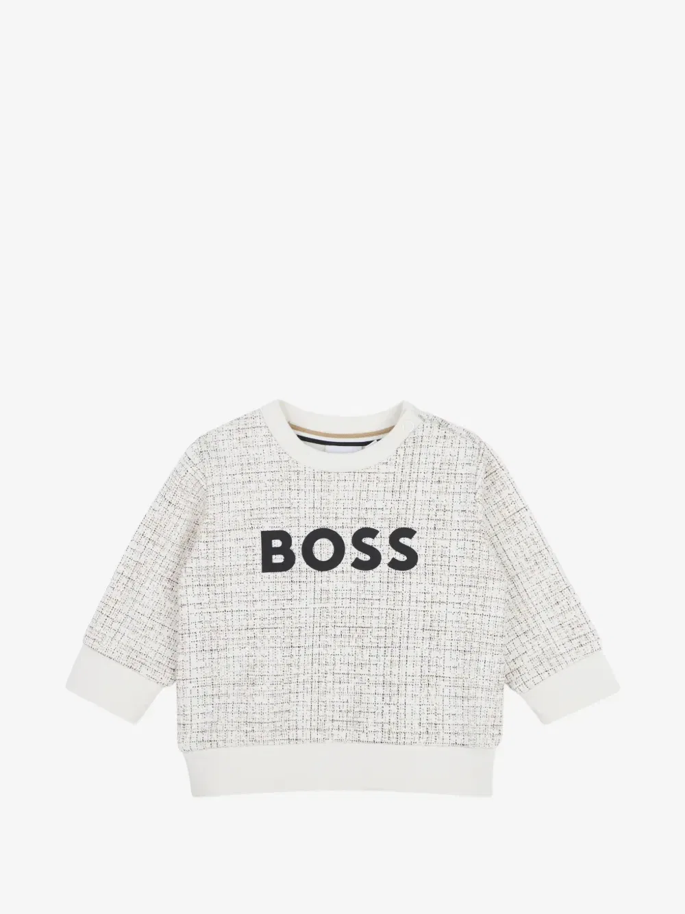 Твидовый свитер с логотипом Boss Kidswear, бежевый