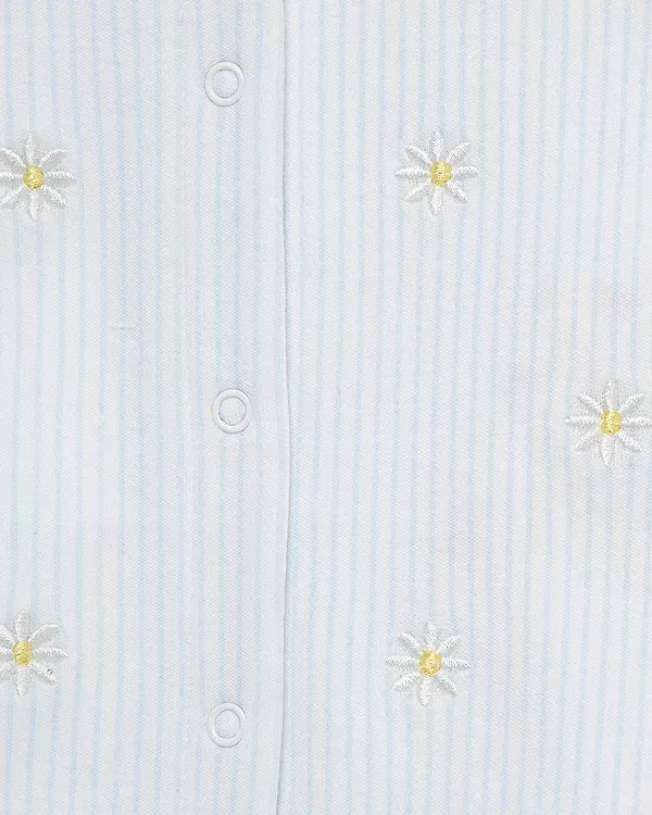 Детский комбинезон для девочек с головным убором daisy romper & headband set Little Me, синий — фото 3