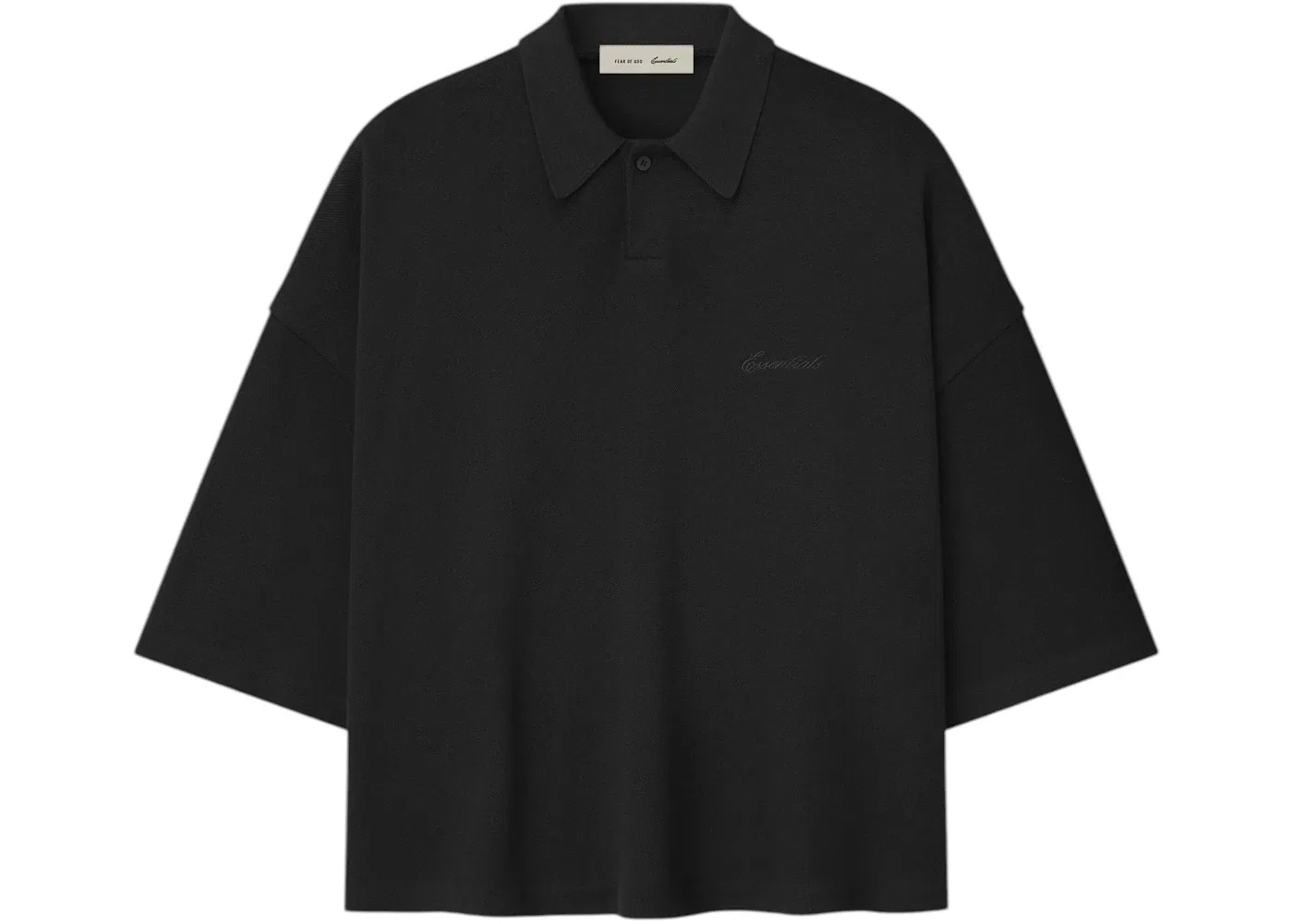 Мужское поло с коротким рукавом Fear of God Essentials Pique Signature 90's Cropped Polo, Vintage Black