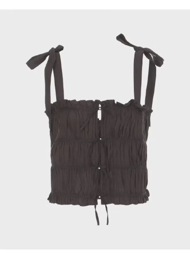 Топ-бралетт с бантом на бретелях Zara, черный