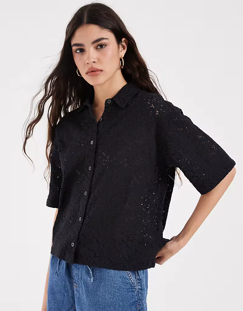 Рубашка Levi's Harlie с коротким рукавом и шнуровкой, черный