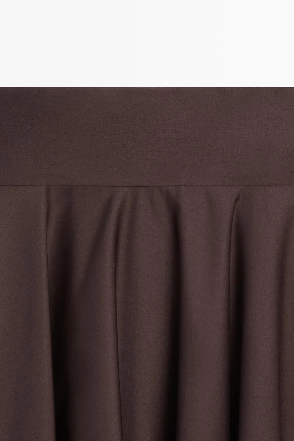 Миди-Юбка Massimo Dutti с оборками и кокеткой, коричневый — фото 4