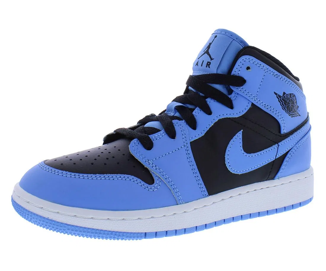 Детские спортивные кроссовки для мальчиков с высокой посадкой Jordan 1 Mid Ps NIKE, Black Fire Red White