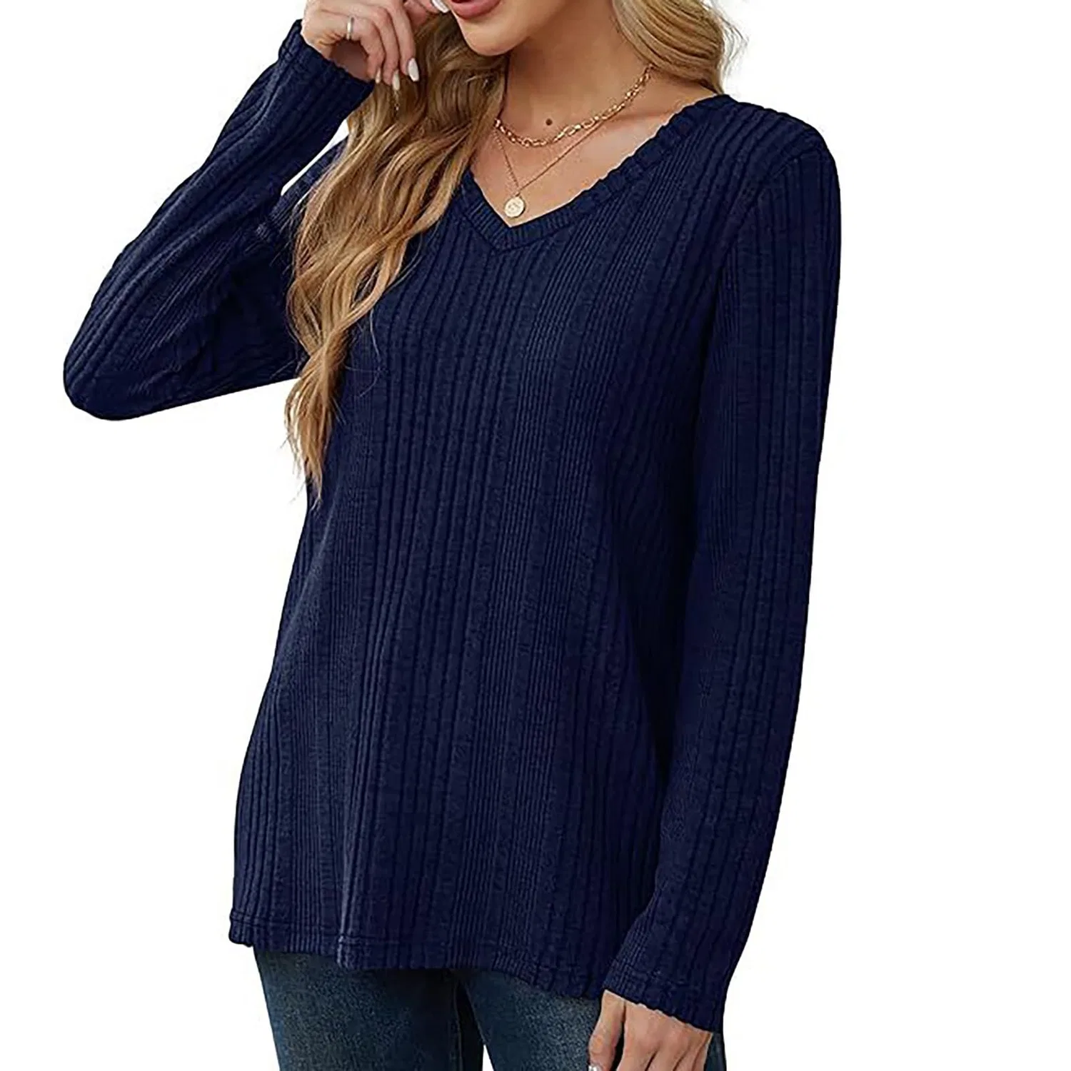 Женский свитер с v-образным вырезом Kindness Sweater, Bu1 — фото 4