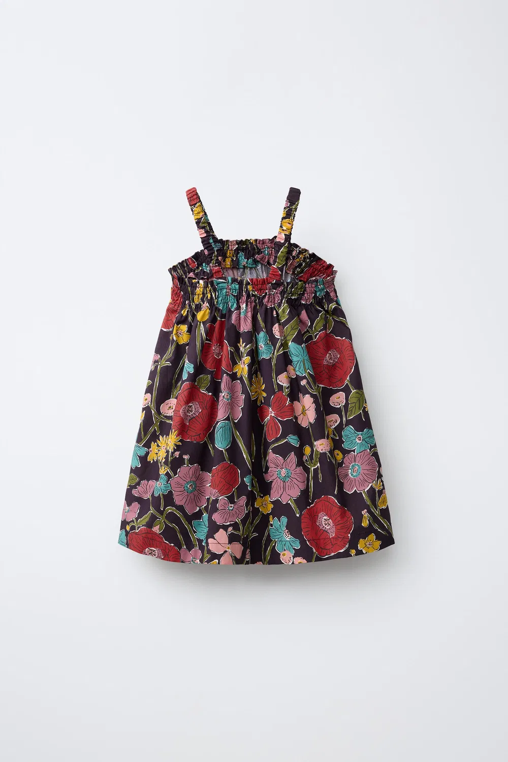 Платье с цветочным принтом, сшитое из ткани Liberty. ZARA, Aubergine — фото 2