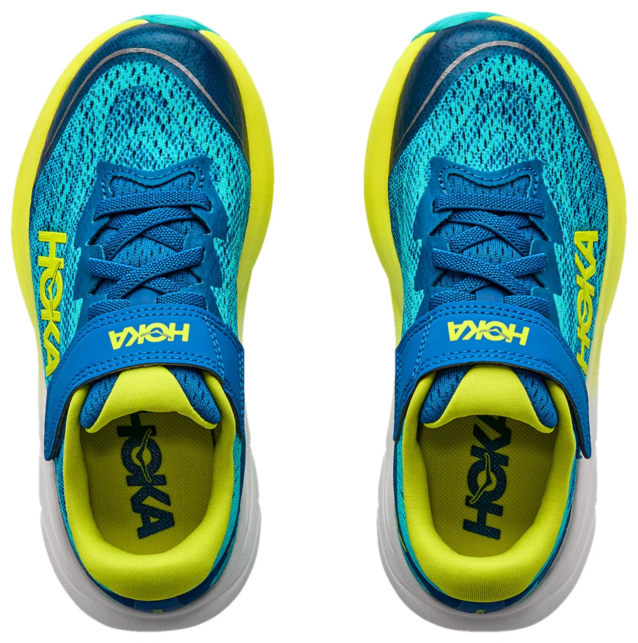 Детские кроссовки для мальчиков с двойным жаккардовым верхом HOKA Rincon 4, Blue/Yellow — фото 4