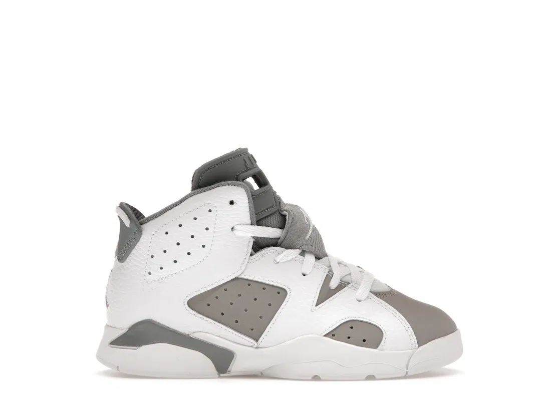 Детские кроссовки с перфорацией Jordan 6 Retro Jordan, White/Medium Grey/Cool Grey