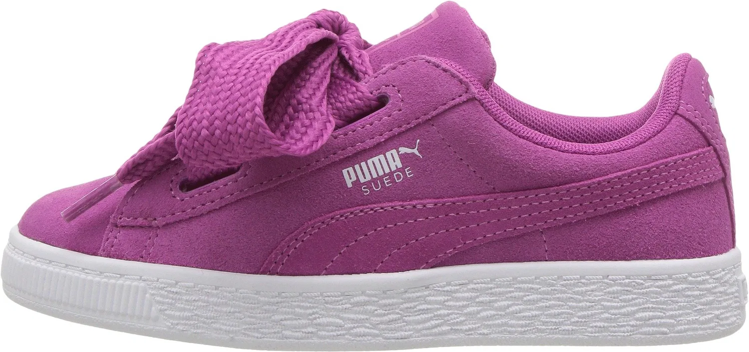 Детские кроссовки для девочек с принтом Suede Heart Ps-K PUMA, Rose Violet PUMA White — фото 2