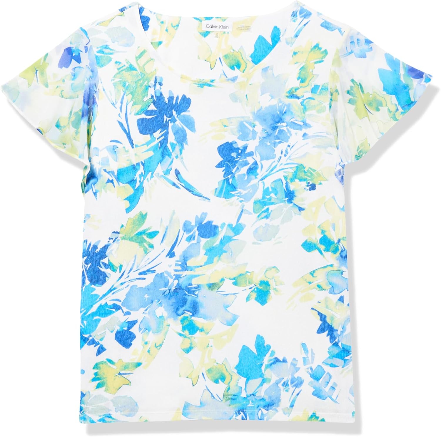 

Женская трикотажная футболка Calvin Klein с оборками на рукавах, Pear Multi