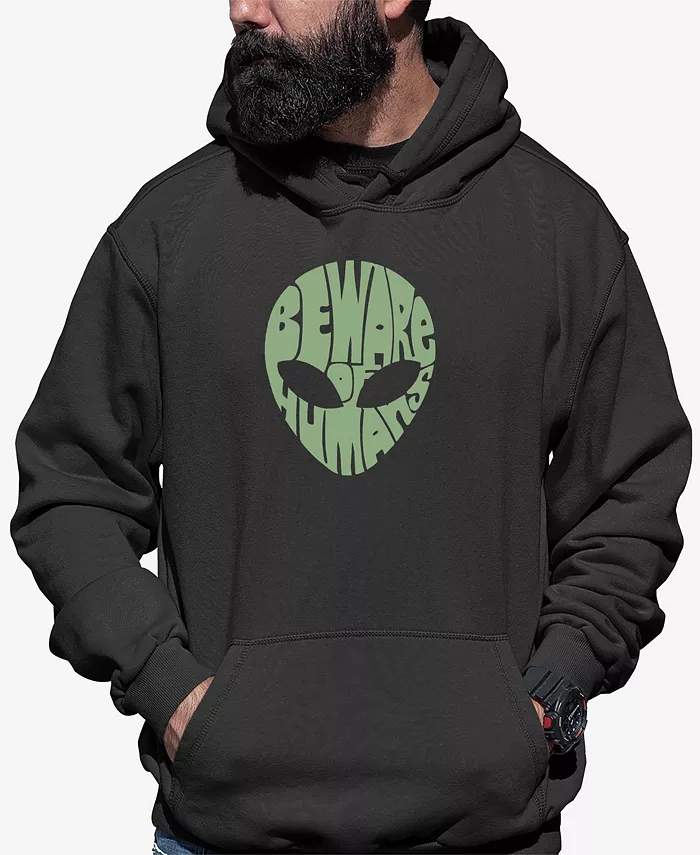 

Мужская худи с принтом "Beware of Humans" LA Pop Art, серый