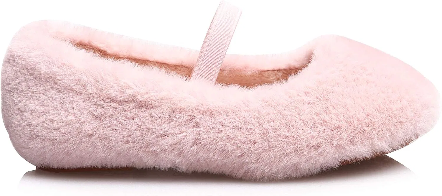 Детские балетки для девочек с мехом Mary Jane Flats JGKDTX, Pink — фото 4