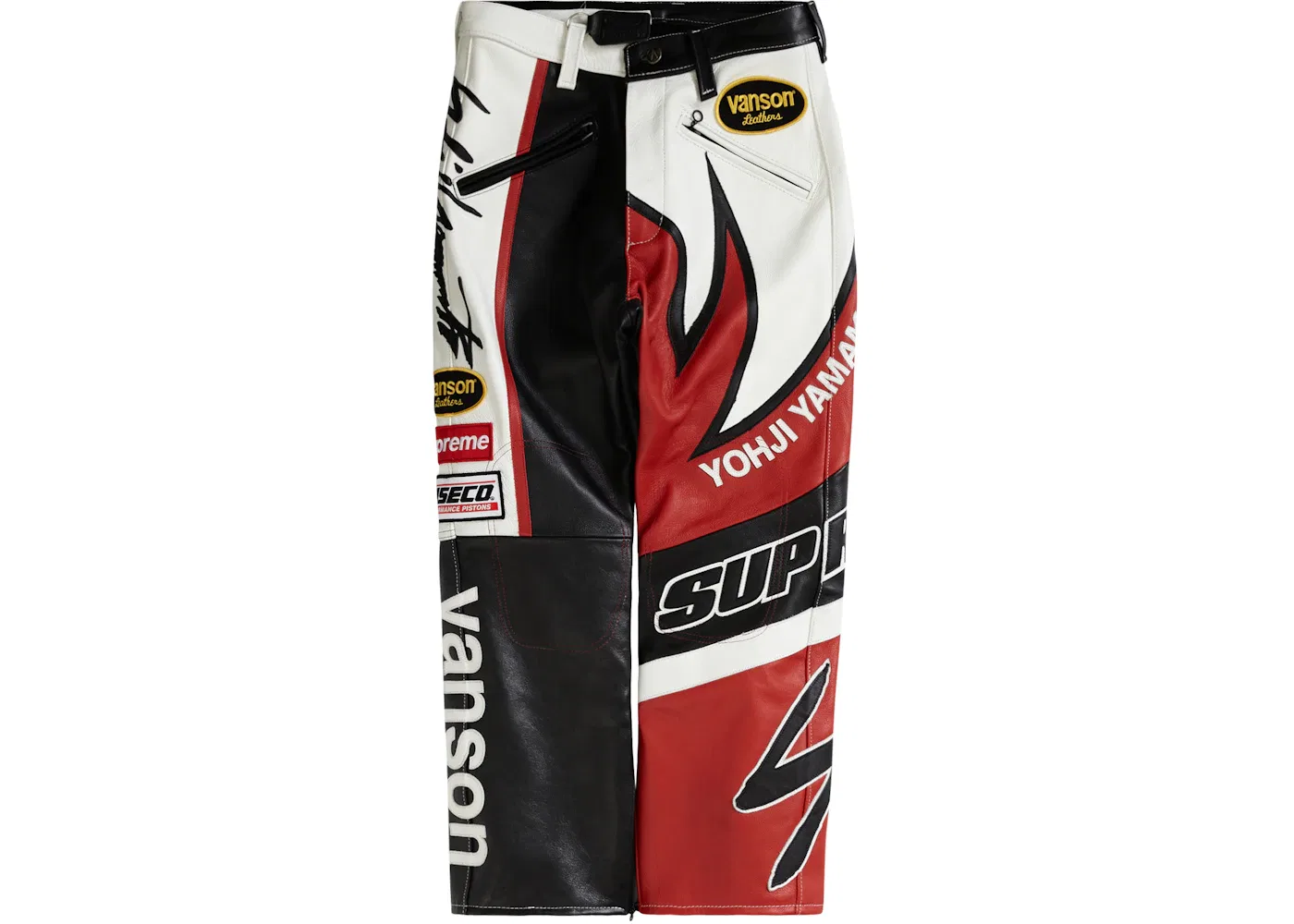 Мужские брюки из кожи Supreme Yohji Yamamoto Vanson Leathers Split Pant, White
