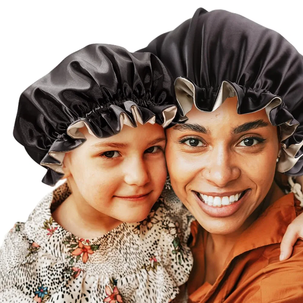 Шапочка для сна Satin Bonnet Set, Sent Hair, набор из 2 шт, Black/Champagne