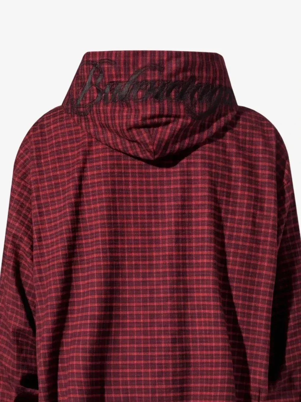 Большая толстовка с капюшо и клетчатым узором Balenciaga, красный — фото 3