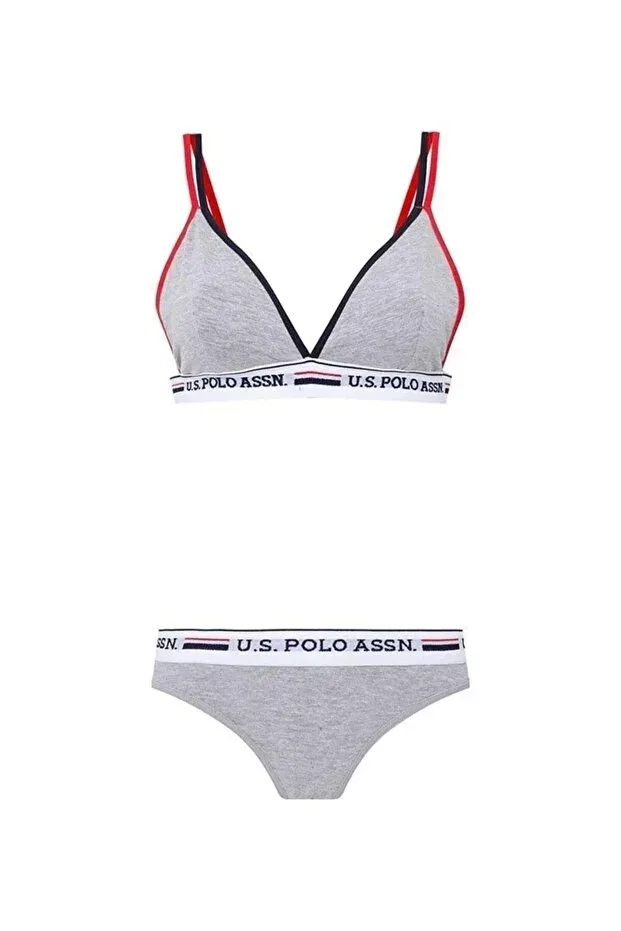 Женский хлопковый комплект боди-бралетт U.S. Polo Assn., Gray — фото 3