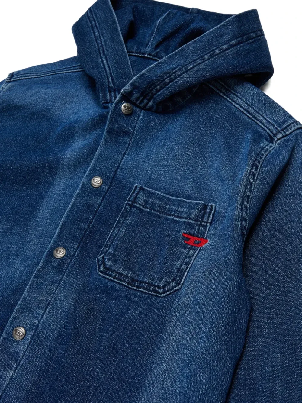 Джинсовая рубашка с капюшоном Diesel Kids, синий — фото 3