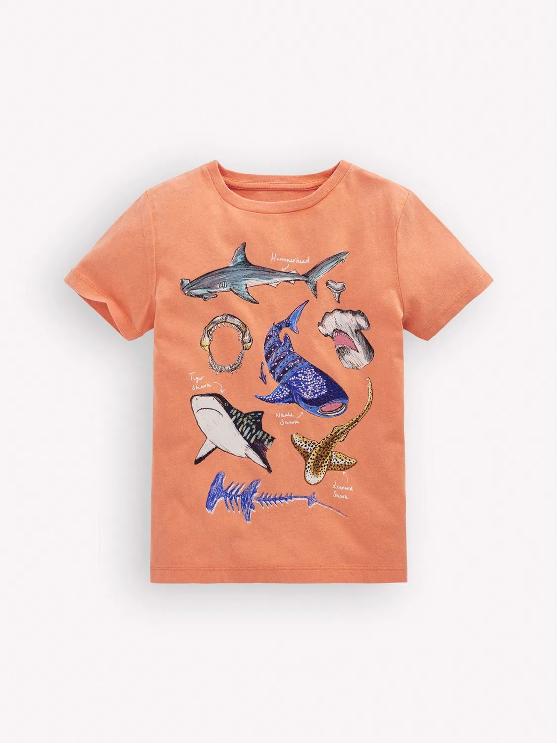 Футболка с акулами, Vintage Wash Boden, оранжевый