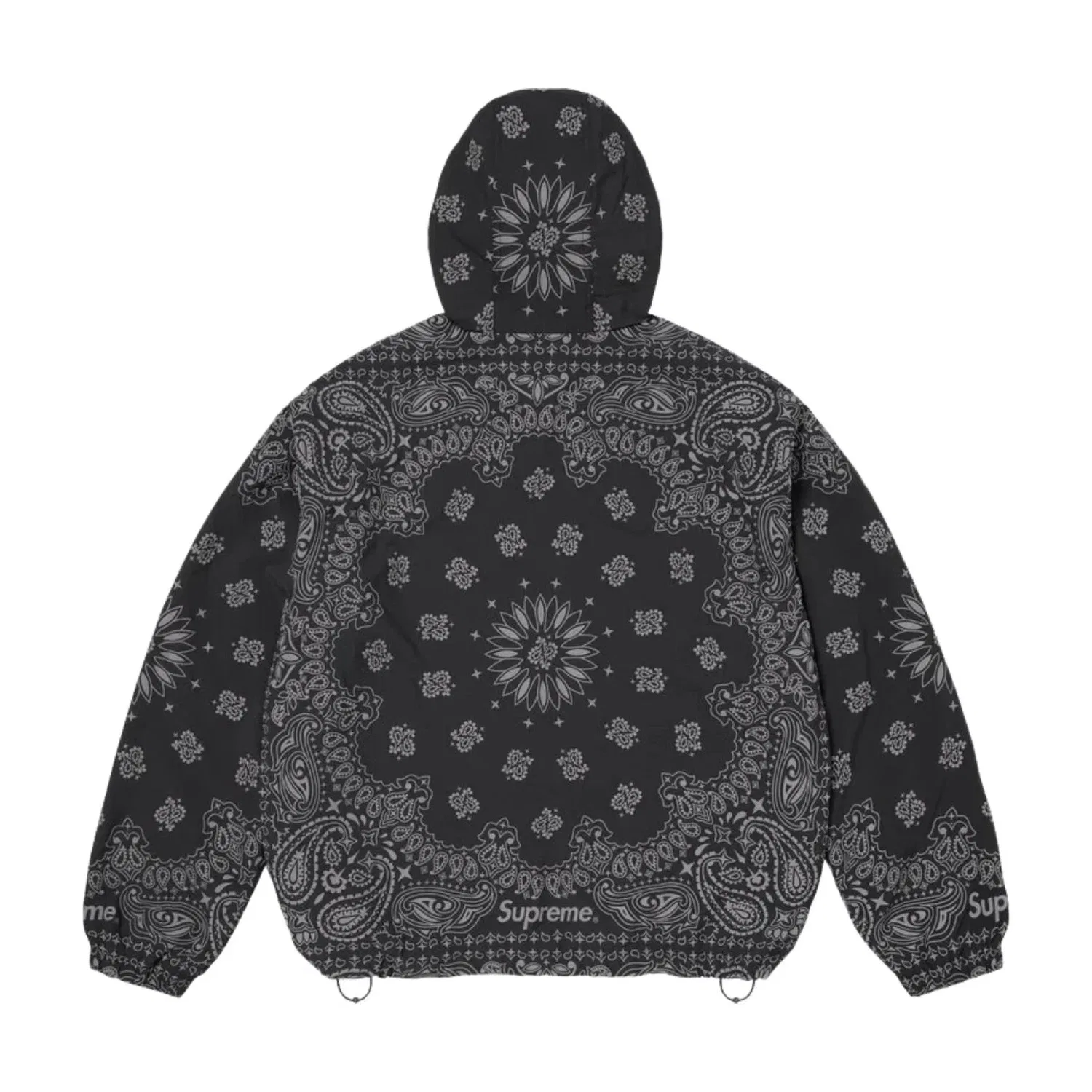 Мужское худи с принтом Supreme SS26 Reflective Bandana Anorak, черный — фото 3