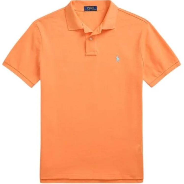Поло с прямым низом и вышитым логотипом Polo Ralph Lauren, оранжевый — фото 3