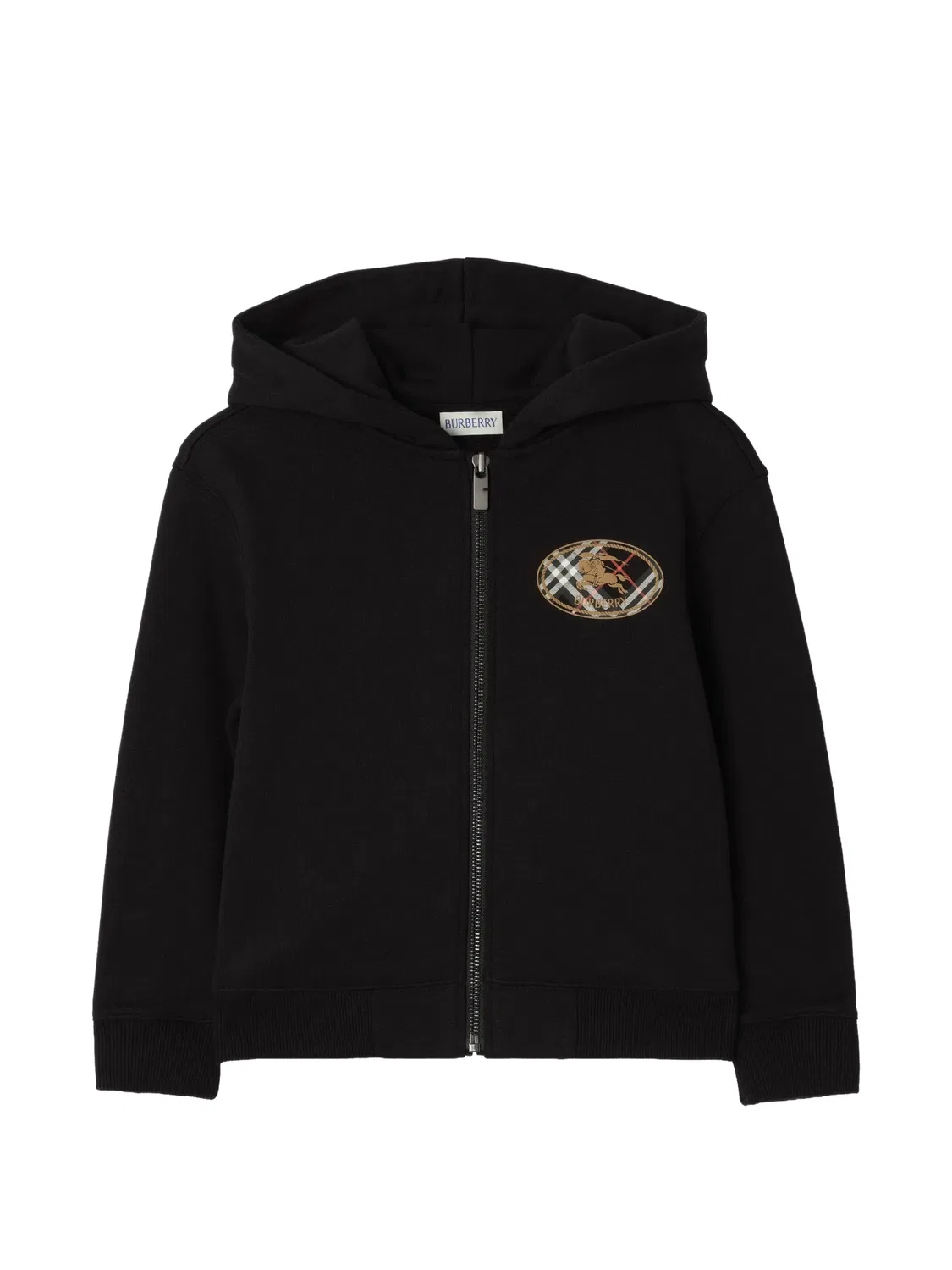Худи на молнии в клетку Burberry Kids, черный
