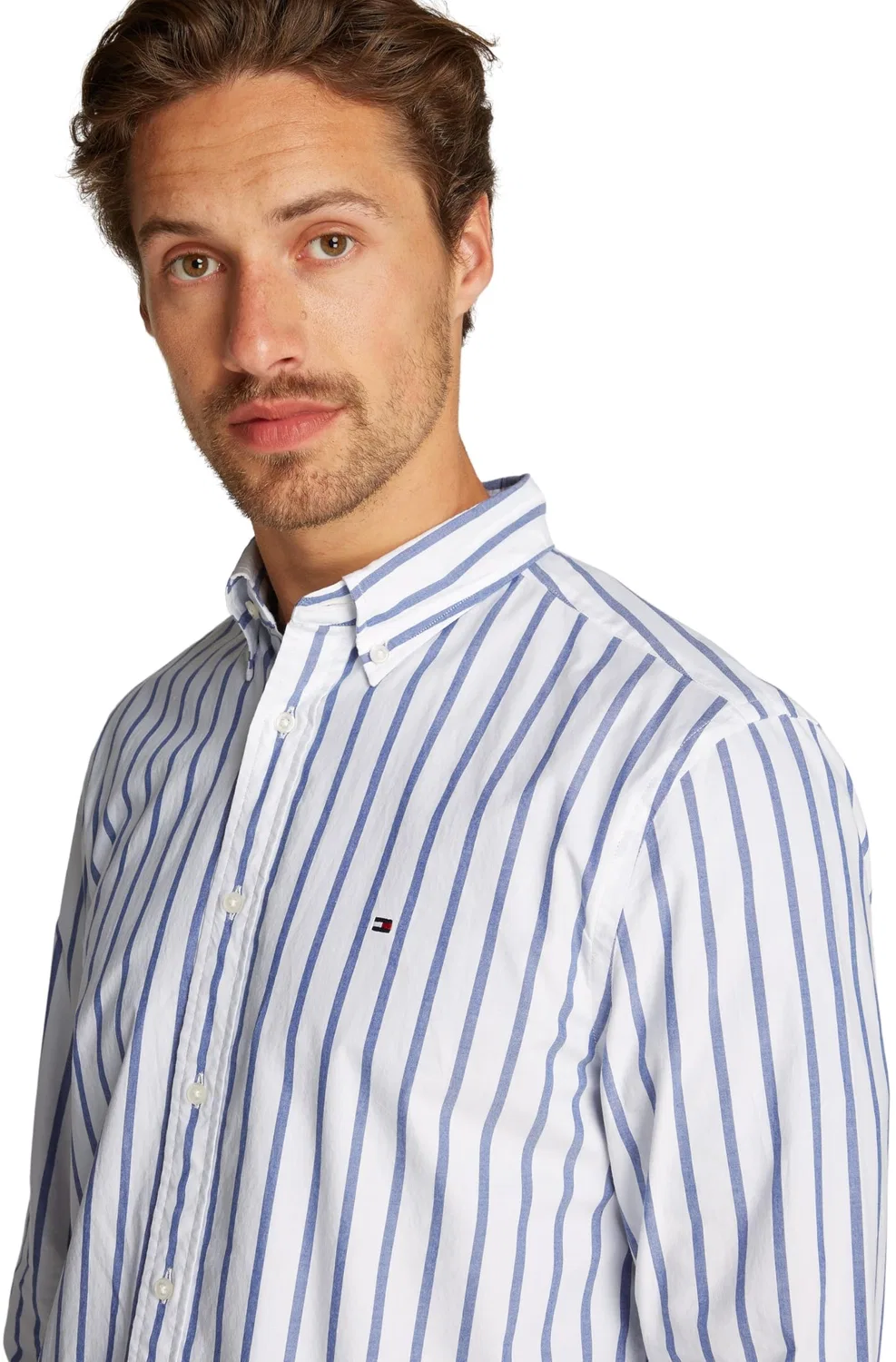 Мужская рубашка с длинным рукавом Flex Poplin Nautical Tommy Hilfiger, White (Optic White / Wedge Blue) — фото 3