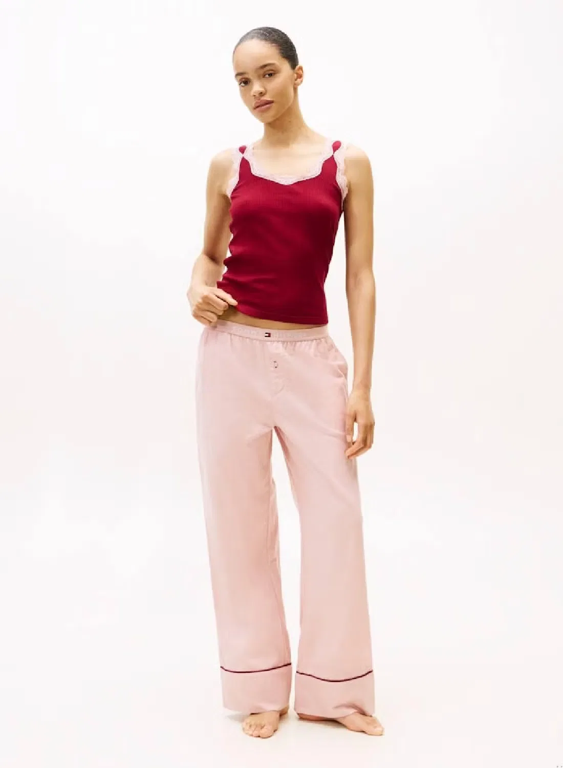 Пижамные брюки из хлопкового фланеля Tommy Hilfiger, розовый