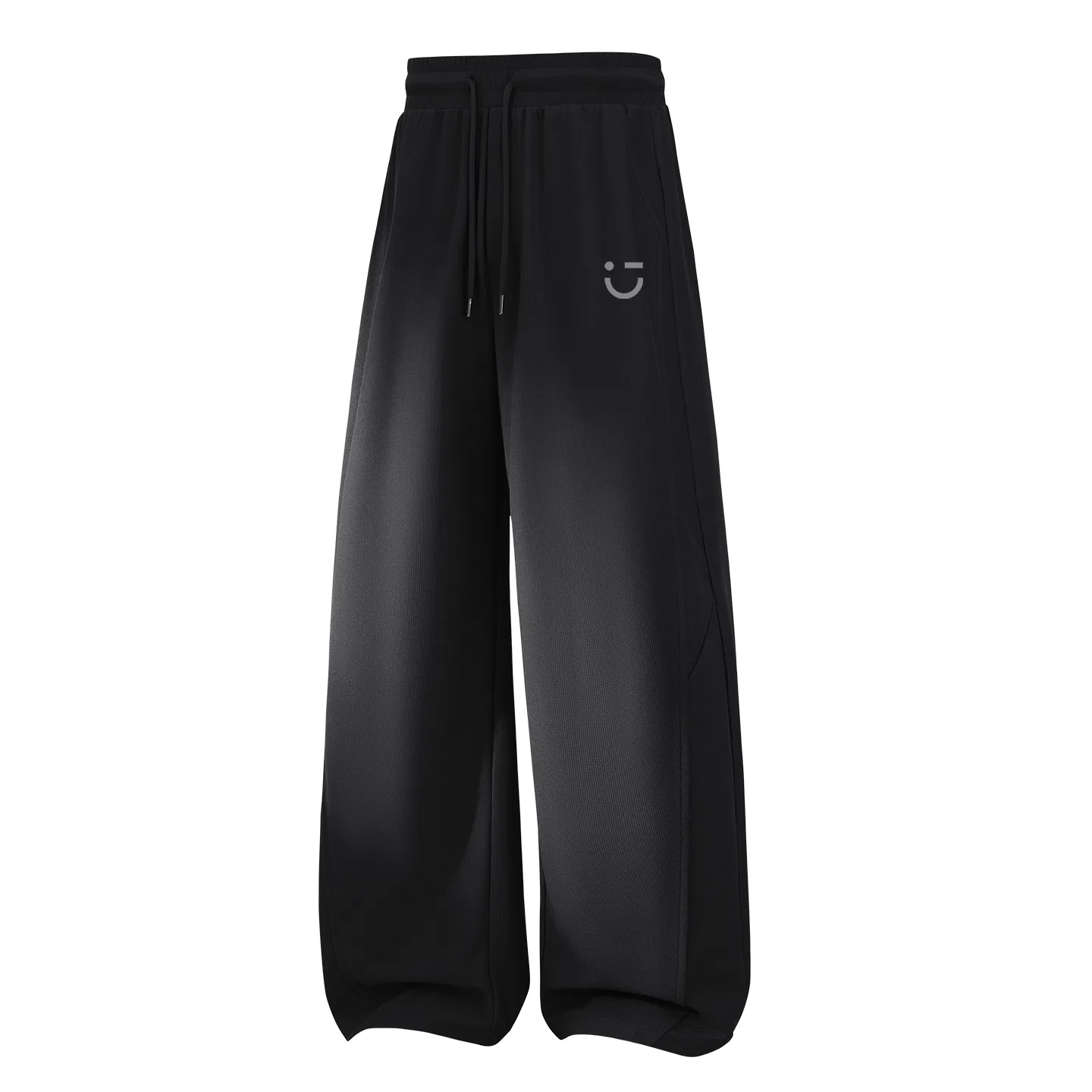 Детские брюки прямого кроя Heavyweight Waffle Knit Black MINISO, Light Gray Smiley Face Pants Logo