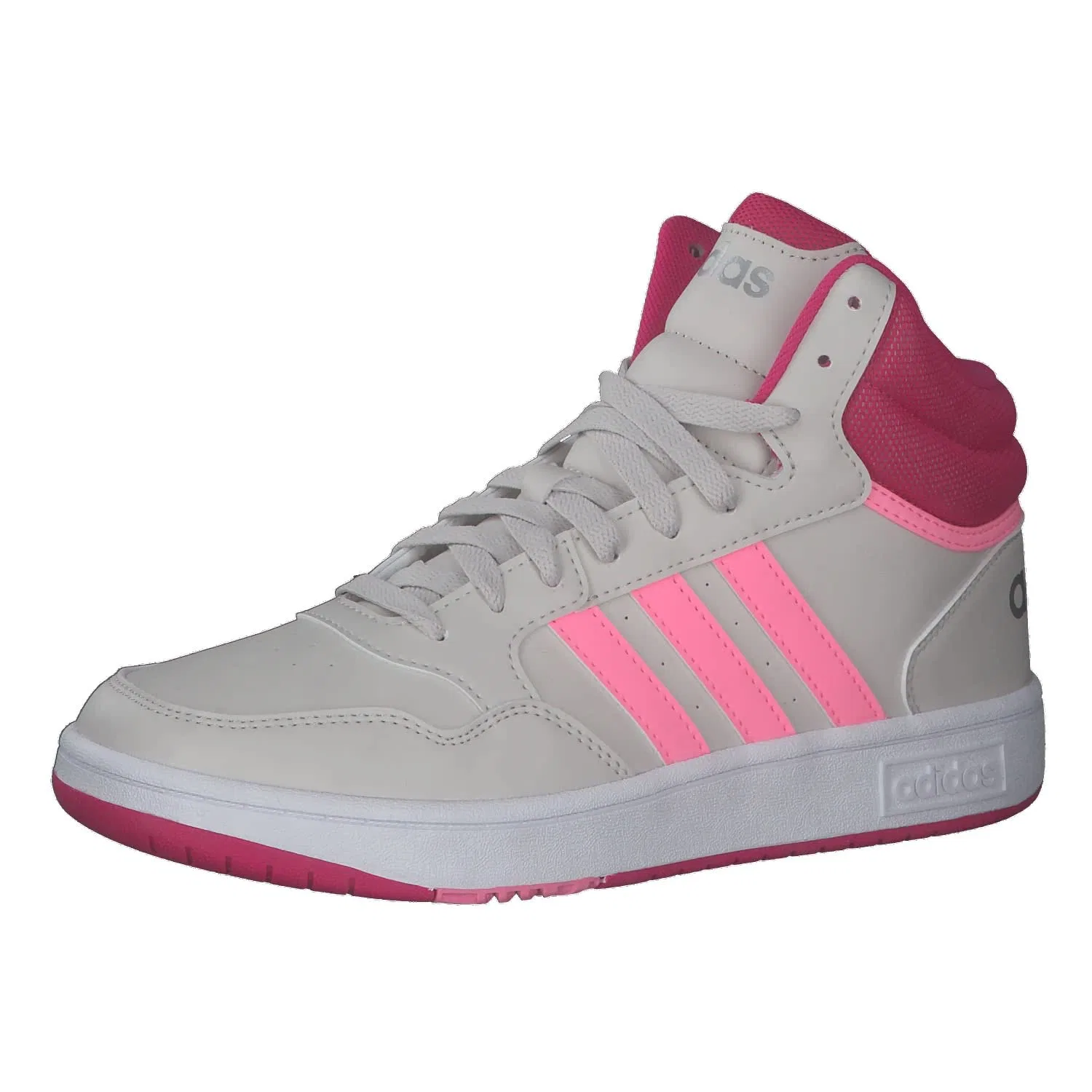 Детские кроссовки для мальчиков и девочек с закрытым носком Hoops Mid 3.0k Adidas, Grey One Beam Pink Team Real Magenta