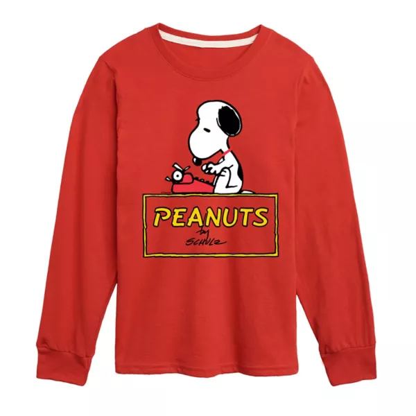 

Мальчики 8-20 футболка с длинным рукавом и принтом "Арахис" Snoopy за печатной машинкой Licensed Character, красный