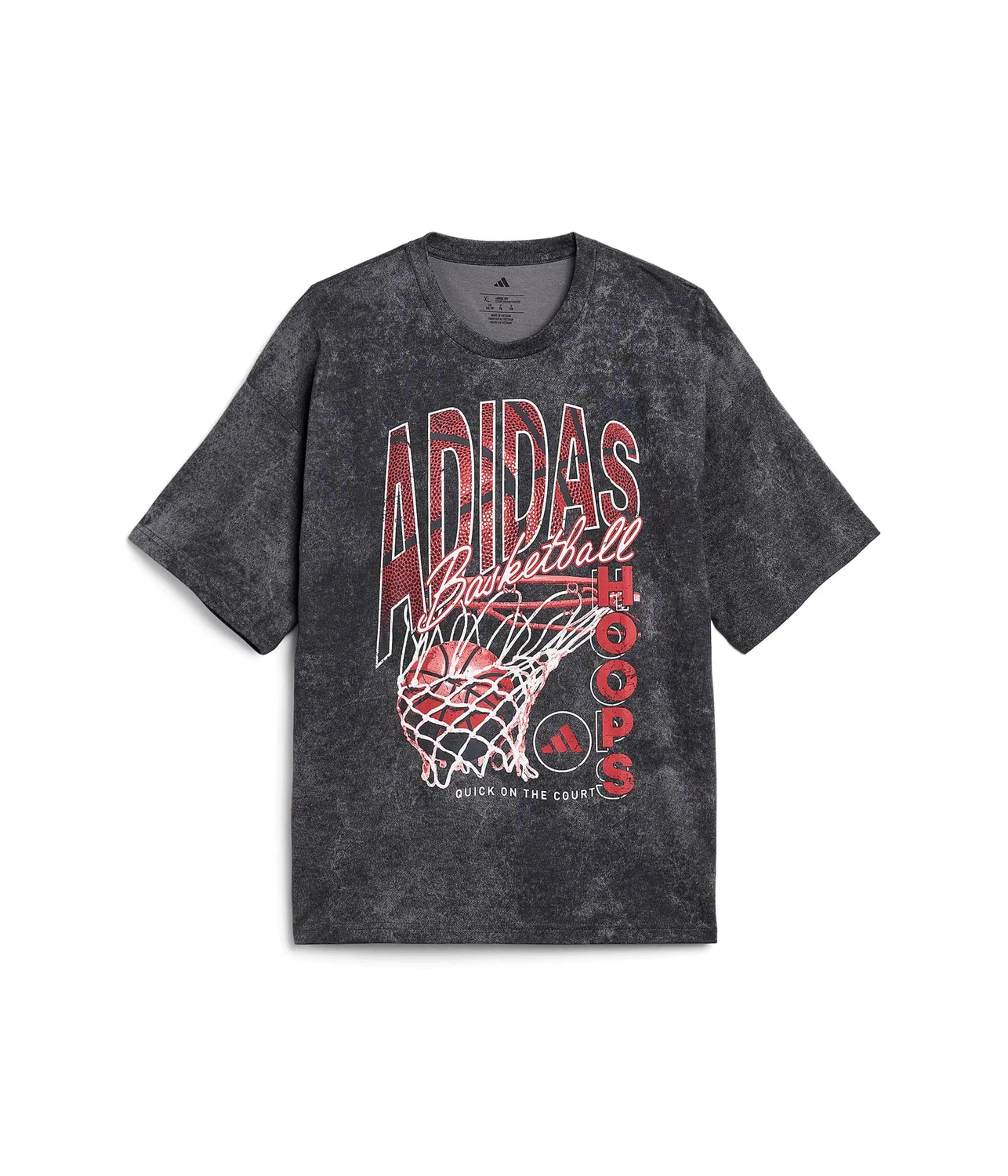 Футболка AOP Basketball Wash Tee (для детей постарше) Adidas Kids, Carbon