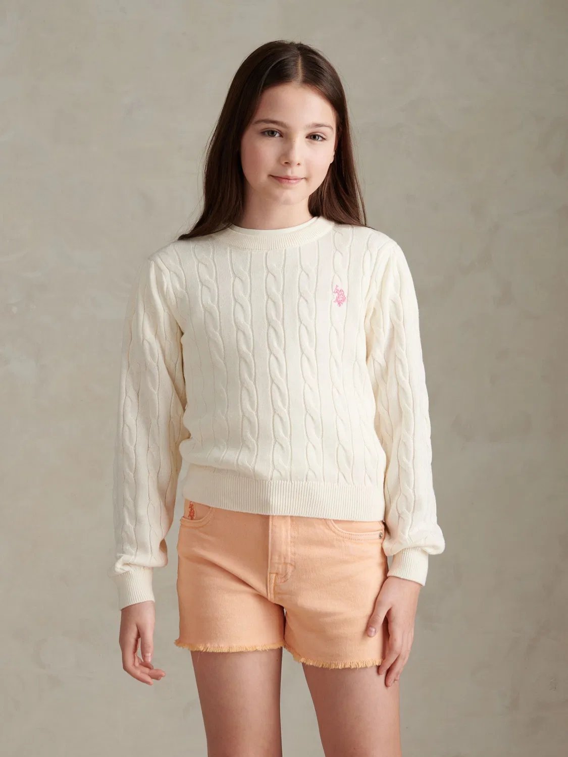 Джемпер с косичкой U.S. Polo Assn., кремовый