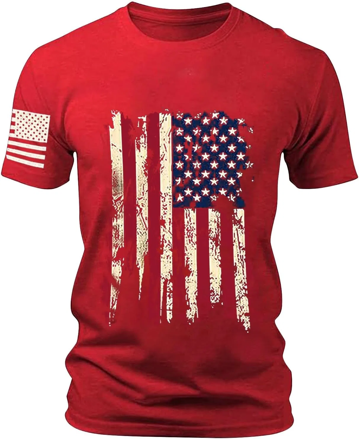 Мужская футболка с американским флагом Muscle Fit Miyaomn, Red