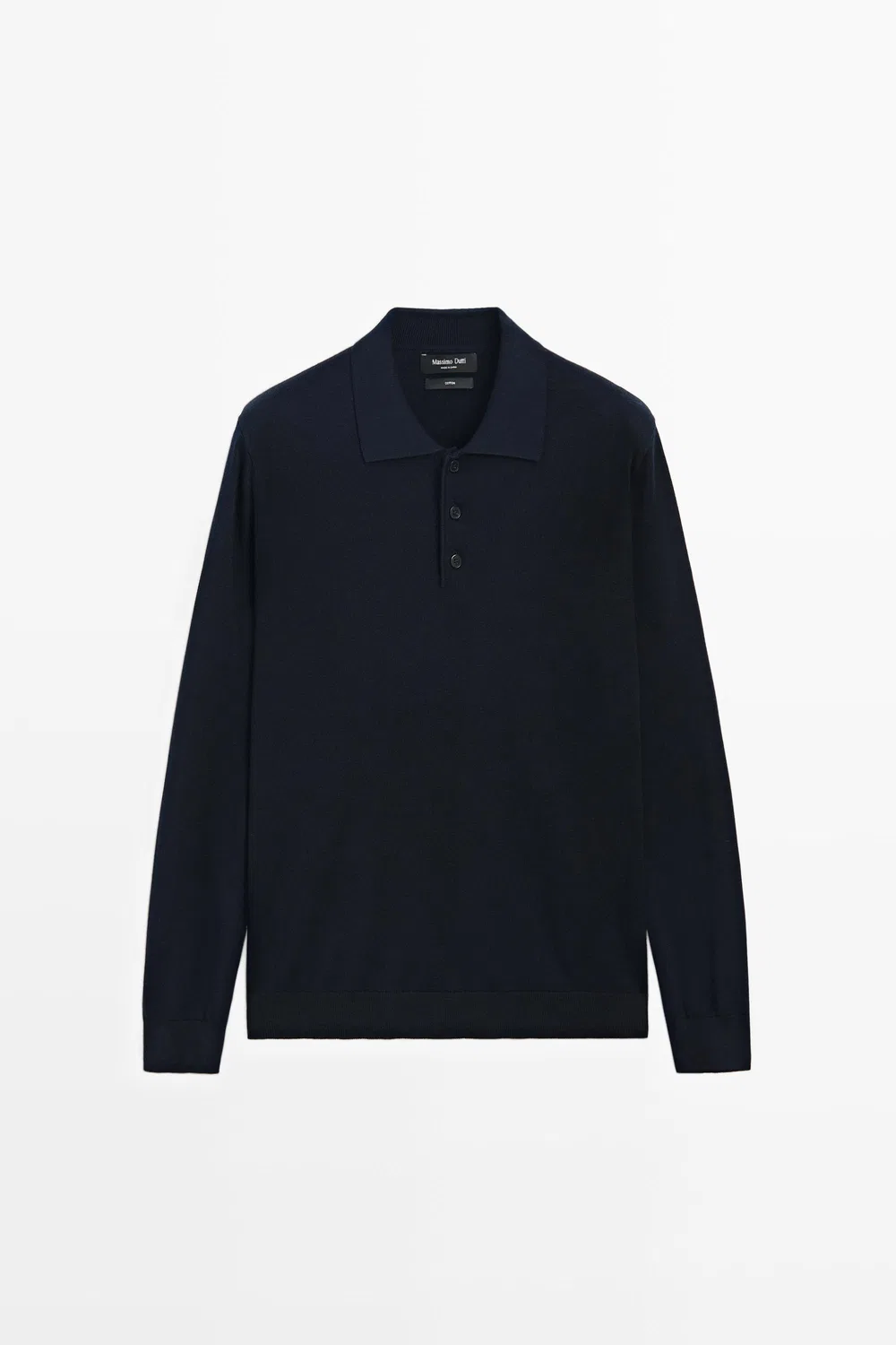 Свитер-поло Massimo Dutti 100% Cotton Knit, темно-синий — фото 2