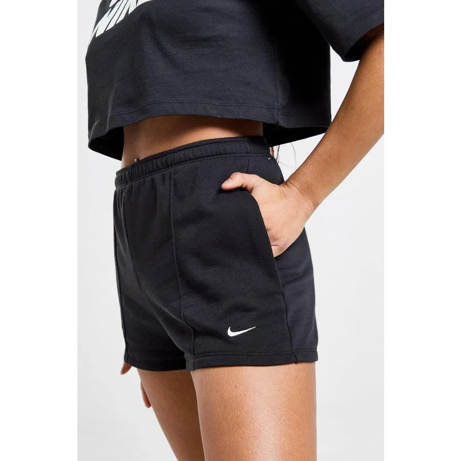 Шорты спортивные с высокой посадкой, модель Chill Terry, Nike, Черный — фото 2